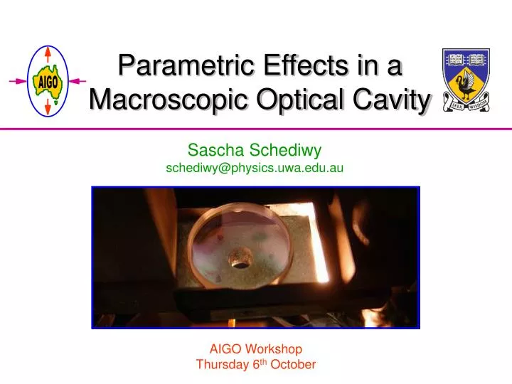 parametric effects in a macroscopic optical cavity