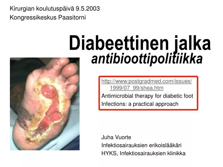 diabeettinen jalka antibioottipolitiikka