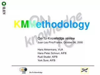 On-To-Knowledge review Juan-Les-Pins/France, October 06, 2000 Hans Akkermans, VUA