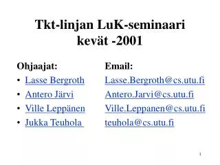 tkt linjan luk seminaari kev t 2001