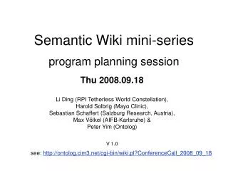 Semantic Wiki mini-series program planning session