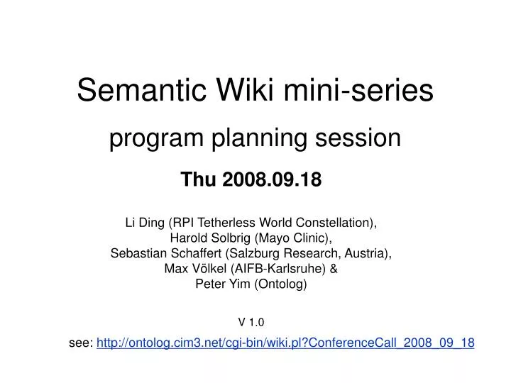 semantic wiki mini series program planning session