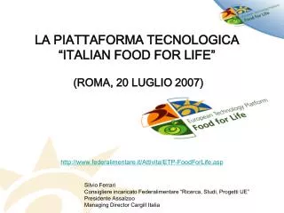 http www federalimentare it attivita etp foodforlife asp