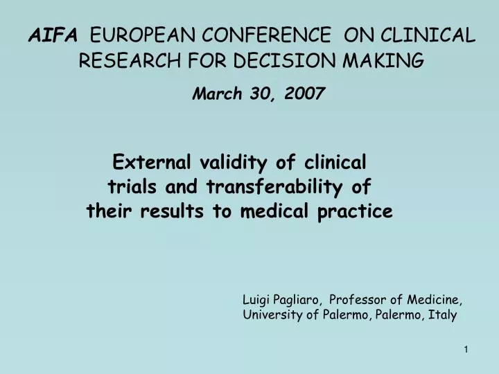 aifa european conference on clinical research for decision making