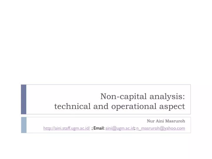 non capital analysis technical and operational aspect