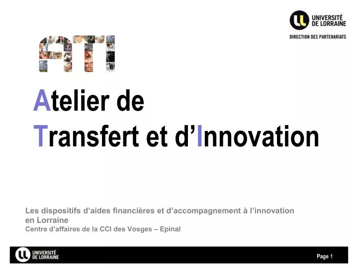 a telier de t ransfert et d i nnovation