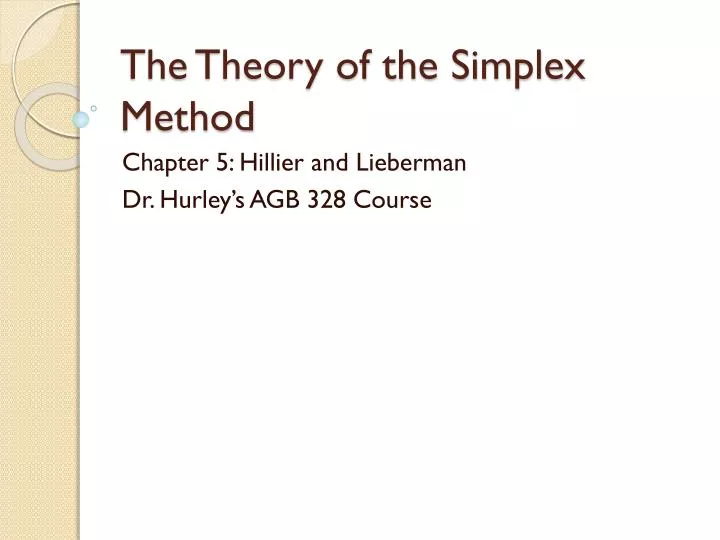 the theory of the simplex method