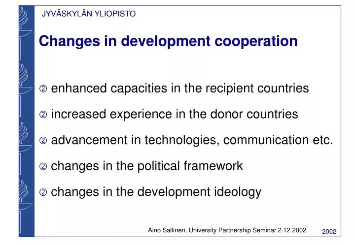 changes in development cooperation