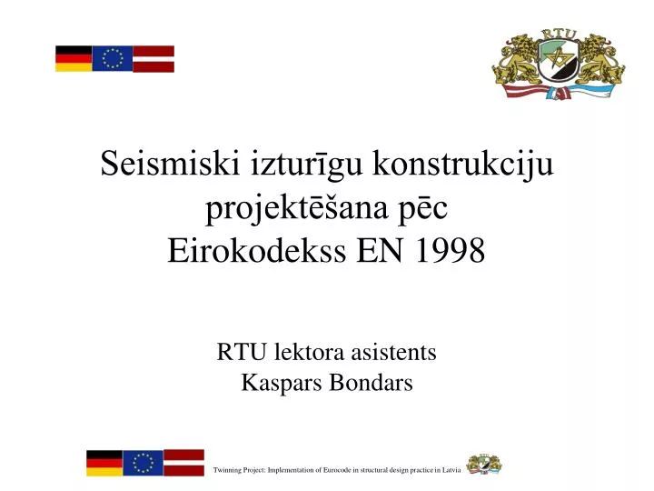 seismiski iztur gu konstrukciju projekt ana p c eirokodekss en 1998