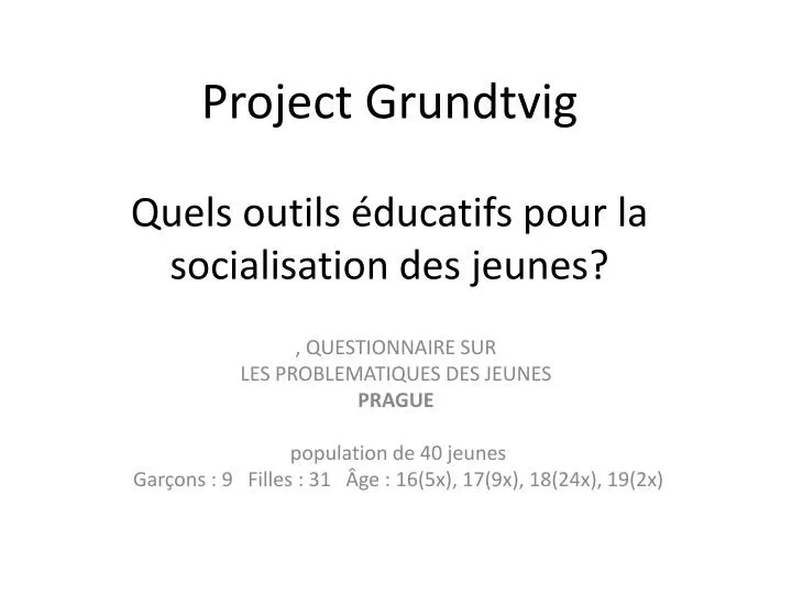 project grundtvig quels outils ducatifs pour la socialisation des jeunes