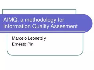 aimq a methodology for information quality assesment