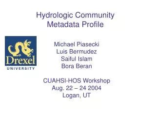 Hydrologic Community Metadata Profile