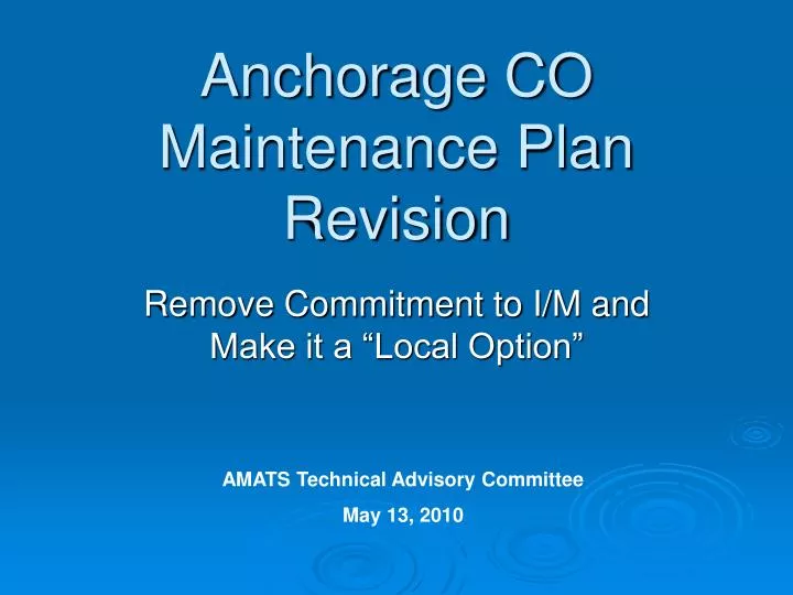 anchorage co maintenance plan revision