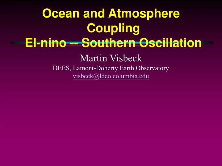ocean and atmosphere coupling el nino southern oscillation
