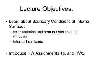 Lecture Objectives: