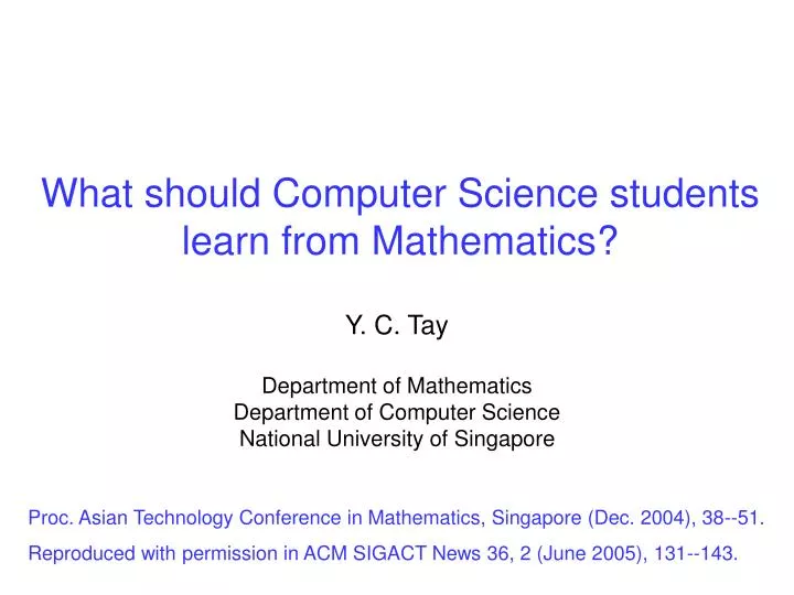 what should computer science students learn from mathematics