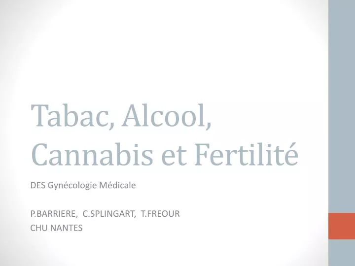 tabac alcool cannabis et fertilit