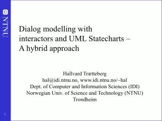 Dialog modelling with interactors and UML Statecharts – A hybrid approach