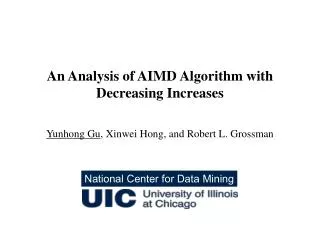 An Analysis of AIMD Algorithm with Decreasing Increases