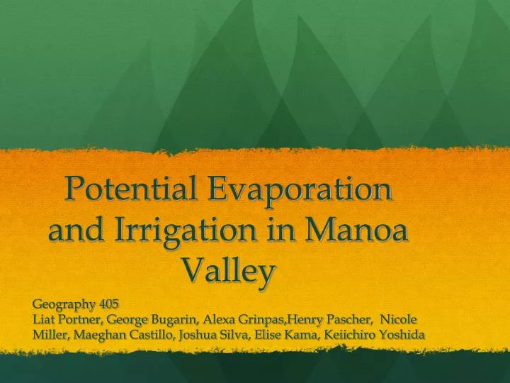 potential evaporation and irrigation in manoa valley