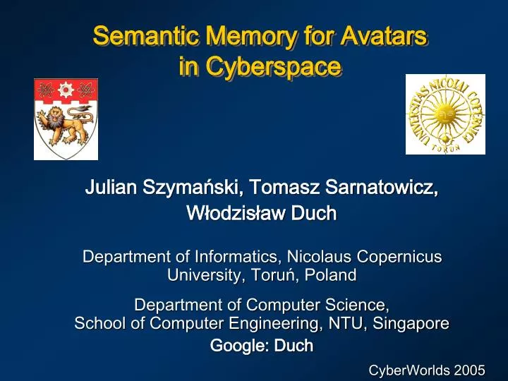 semantic memory for avatars in cyberspace