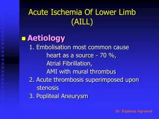 Acute Ischemia Of Lower Limb (AILL)