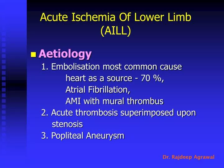 acute ischemia of lower limb aill