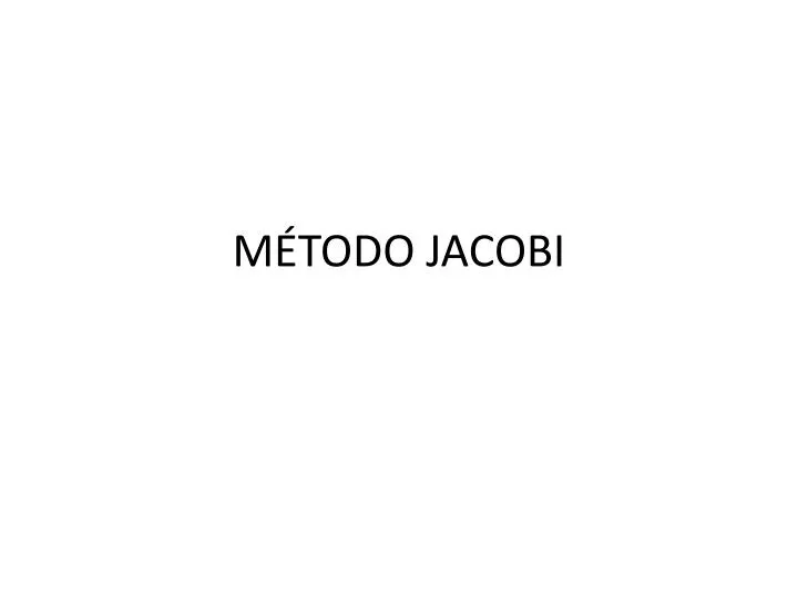 m todo jacobi