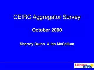 CEIRC Aggregator Survey October 2000