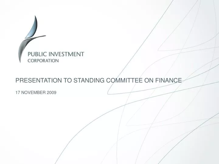 presentation to standing committee on finance