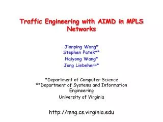 Traffic Engineering with AIMD in MPLS Networks