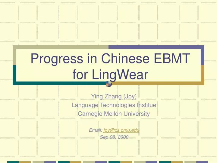 progress in chinese ebmt for lingwear
