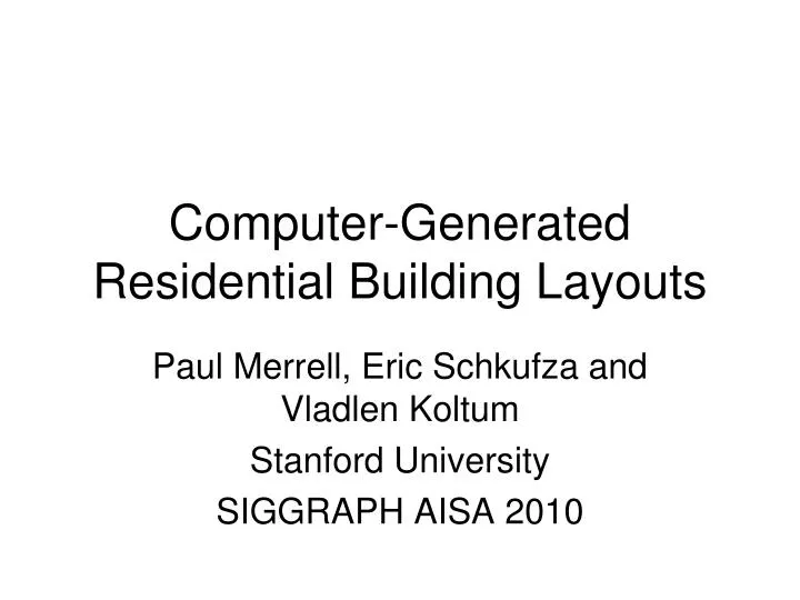 computer generated residential building layouts