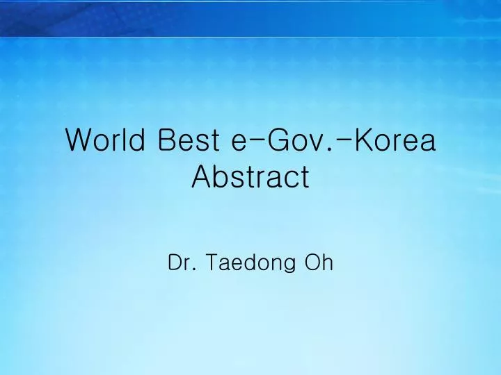 world best e gov korea abstract