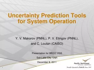 Uncertainty Prediction Tools for System Operation