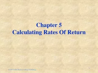 Chapter 5 Calculating Rates Of Return