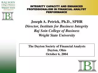 INTEGRITY CAPACITY AND ENHANCED PROFESSIONALISM IN FINANCIAL ANALYST PERFORMANCE