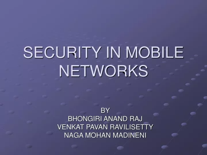 security in mobile networks