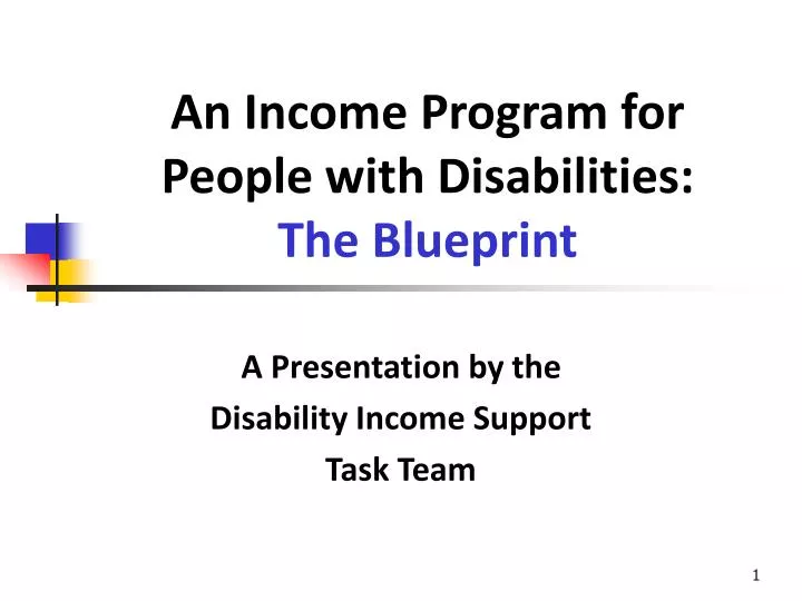 an income program for people with disabilities the blueprint
