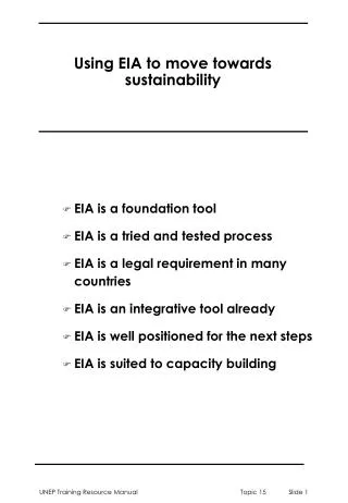 Using EIA to move towards sustainability