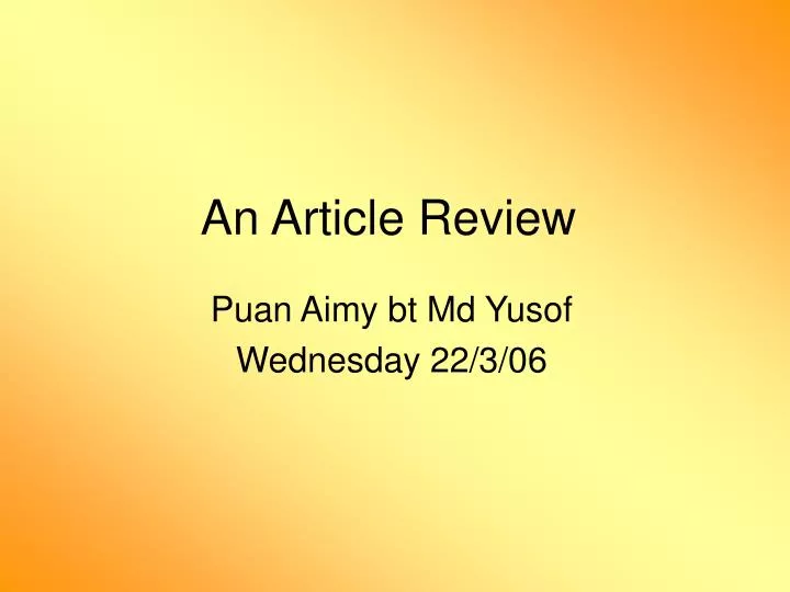 an article review
