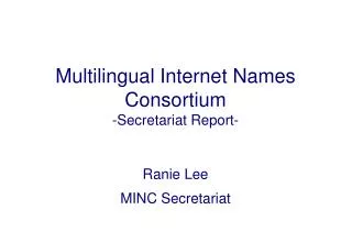 Multilingual Internet Names Consortium -Secretariat Report-