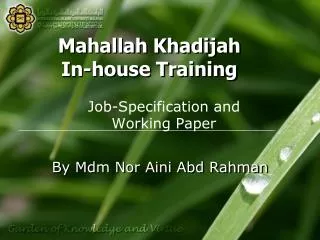Mahallah Khadijah In-house Training