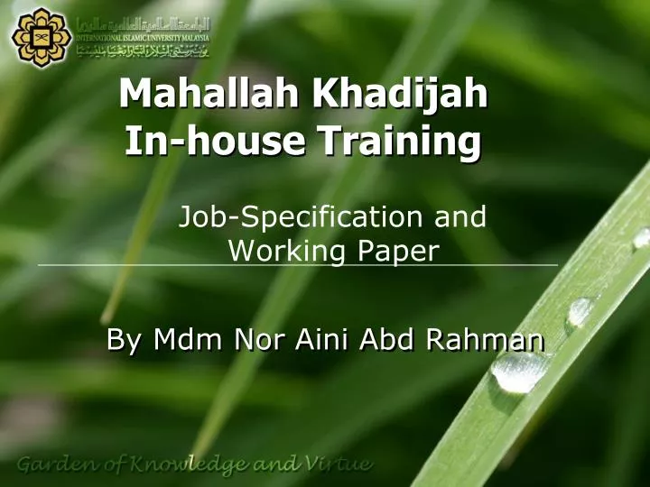 mahallah khadijah in house training