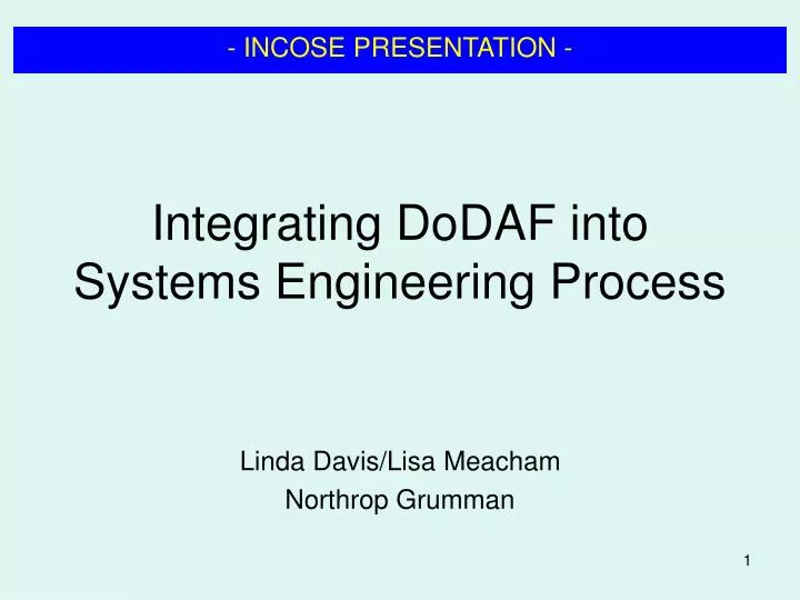 integrating dodaf into systems engineering process