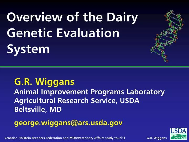 overview of the dairy genetic evaluation system