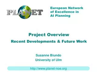 Project Overview Recent Developments &amp; Future Work