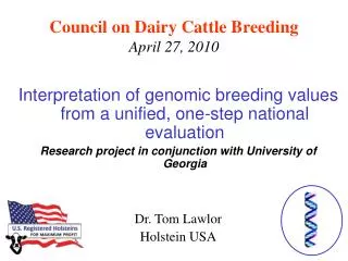 Council on Dairy Cattle Breeding April 27, 2010