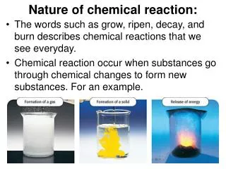 Nature of chemical reaction: