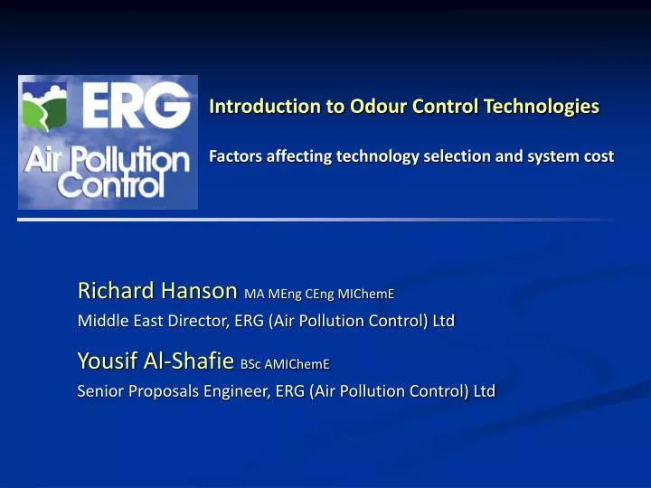 introduction to odour control technologies